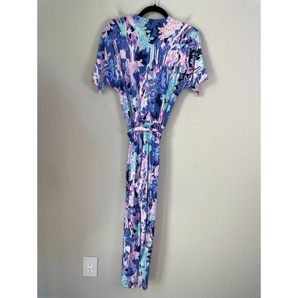 Lilly Pulitzer Womens XS Floral Short Sleeve Jumpsuit Stretch Waist Tie - Picture 6 of 7